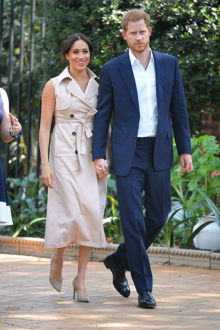 Prince Harry and Meghan Markle arrive to meet with British and South African business representatives at a Creative Industrie