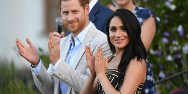 Prince Harry, Duke of Sussex and Meghan, Duchess of Sussex attend a reception for young people, community and civil society leaders at the Residence of the British High Commissioner, during the royal tour of South Africa on September 24, 2019, in Cape Town, South Africa.