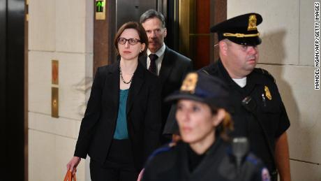 Deputy Assistant Secretary of Defense for Russia, Ukraine, and Eurasia Laura Cooper arrives at the US Capitol ahead of her closed-door deposition in Washington, DC on Wednesday.