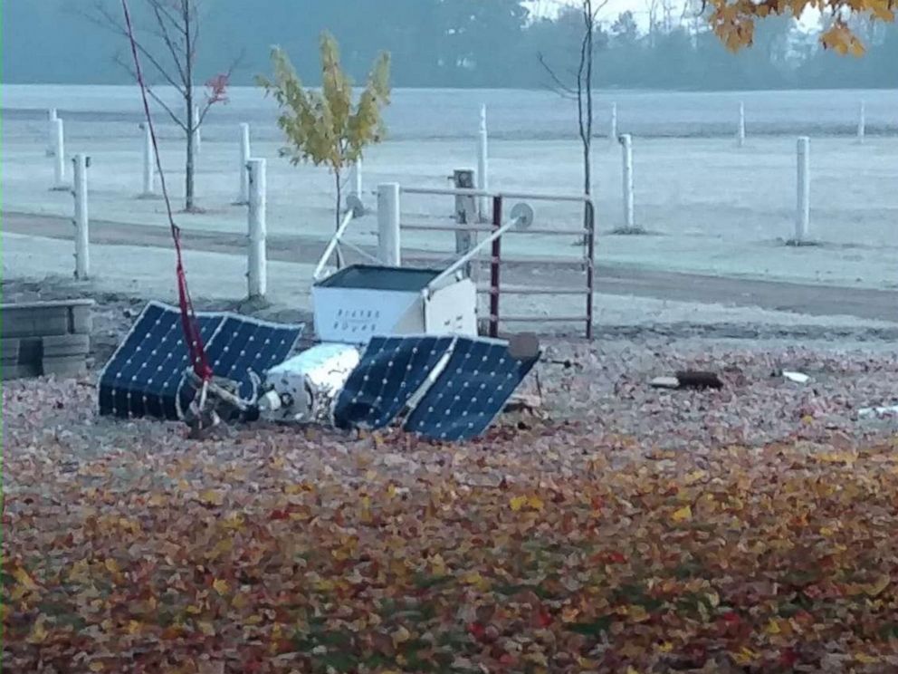 PHOTO: A pseudo Samsung space satellite fell from the sky and landed in Michigan, Oct. 26, 2019. 
