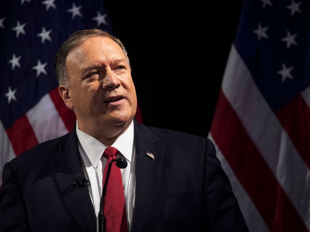 PHOTO: Secretary of State Mike Pompeo speaks during the Herman Kahn Award Gala, Oct. 30, 2019, in New York.