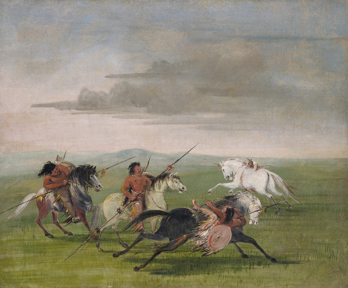 George Catlin, 'Comanche Feats of Horsemanship,' 1834–35.