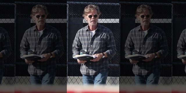 William H. Macy back filming "Shameless" as his wife Felicity Human spends two weeks in federal prison.