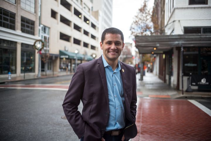 Virginia Del. Sam Rasoul (D), pictured in downtown Roanoke in 2016, is part of a new crop of populist Democrats challenging c