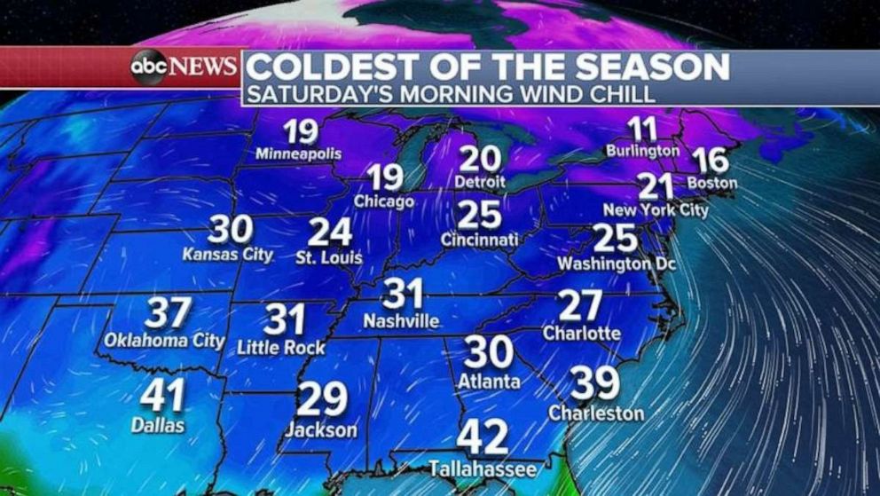 PHOTO: A major cold blast is on the way end of the week into the weekend from the Plains to the Northeast and even into parts of the South.
