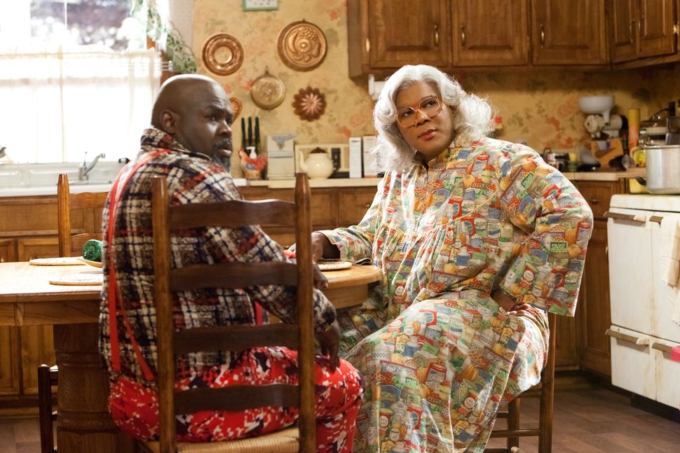 Brown (David Mann) and Madea (Tyler Perry) in Tyler Perry's Madea's Big Happy Family.
