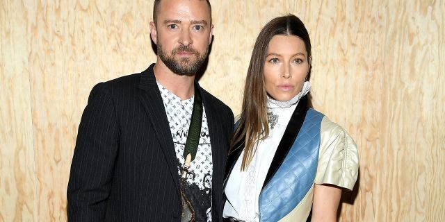 Justin Timberlake and Jessica Biel pictured at the Louis Vuitton Womenswear Spring/Summer 2020 show on October 01, 2019 in Paris, France, have been married since 2012. They share one child.