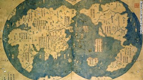 A world map that is believed by some to have been compiled by Zheng He(1371-1435), China&#39;s most famous navigator. 