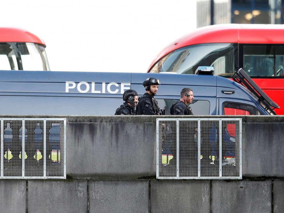 PHOTO: Police officers and emergency staff work at the site of an incident at London Bridge in London, Nov. 29, 2019.