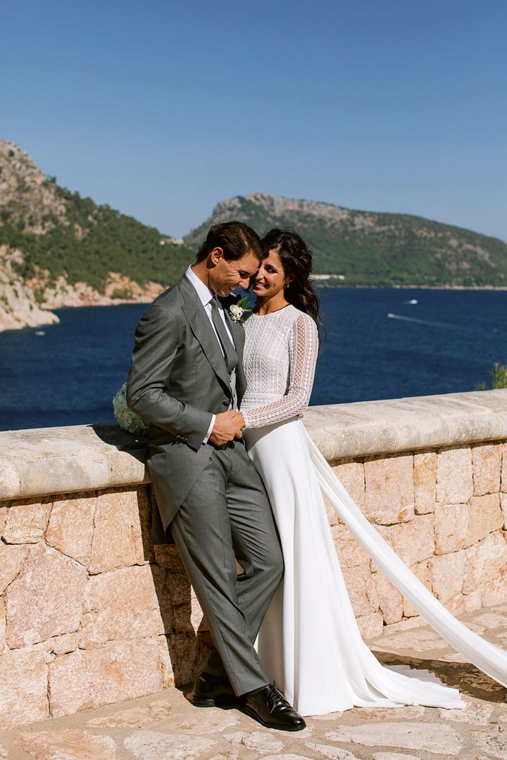 In this handout photo provided by the Fundacion Rafa Nadal, Nadal poses with wife Xisca Perello for the official wedding port