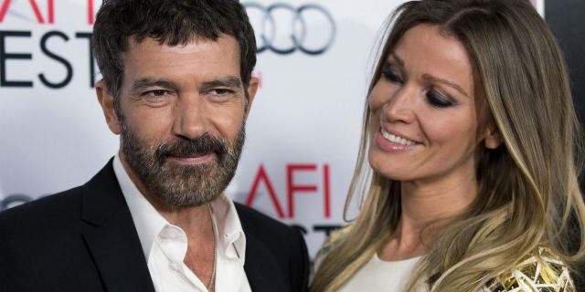 Antonio Banderas and Nicole Kimpel pose at the screening of "The 33" during AFI Fest 2015 in Hollywood, Calif.
