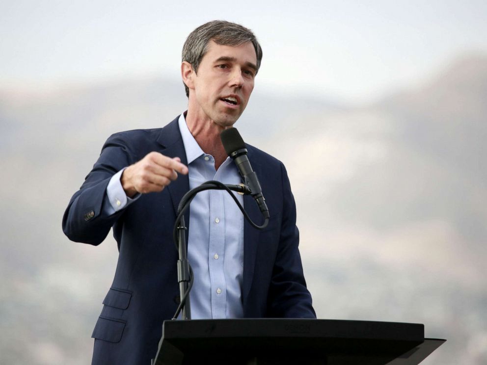 PHOTO: Democratic presidential candidate, former Rep. Beto ORourke (D-TX) speaks to media and supporters during a campaign re-launch, Aug. 15, 2019, in El Paso, Texas.