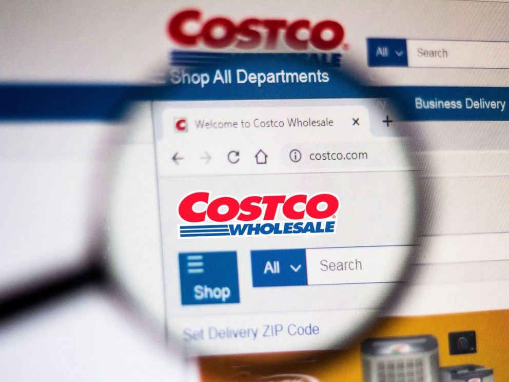 PHOTO: In this photo illustration the homepage of the Costco Wholesale Corporation website is seen displayed on a computer screen through a magnifying glass on Nov. 5, 2019.