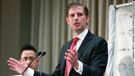 Eric Trump delivers a speech during a ceremony for the official opening of the Trump International Tower and Hotel on February 28, 2017 in Vancouver, Canada. 