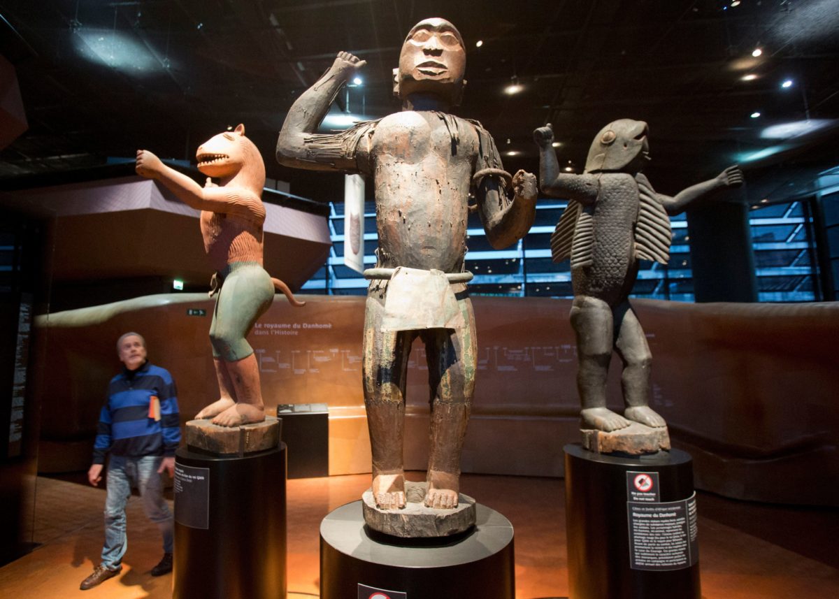Artifacts from Benin on view at the Quai Branly Museum in Paris.
