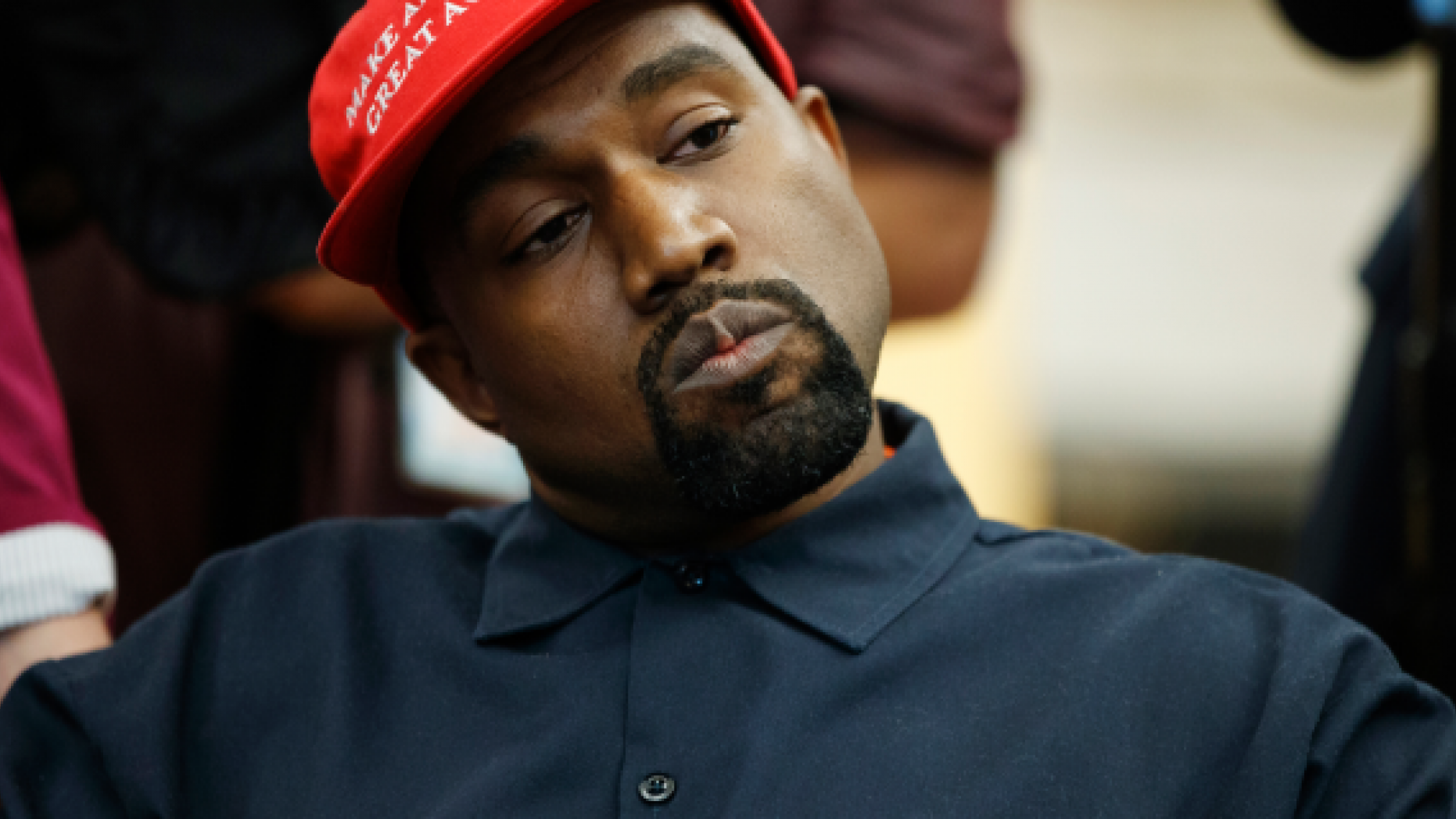 Oct. 11, 2018: Rapper Kanye West listens to a question from a reporter during a meeting in the Oval Office of the White House with President Donald Trump in Washington. On Sunday, Aug. 25, 2019, Kanye West hosted a Sunday Service in Ohio in support of those affected by the recent mass shooting. A large crowd gathered at the service in a park in Dayton. (AP Photo/Evan Vucci, File)