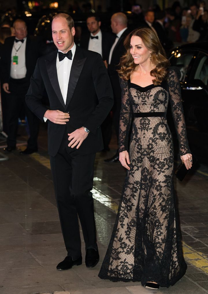 The Duke and Duchess of Cambridge attend the Royal Variety Performance at the London Palladium theater on Monday.