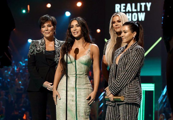Kris Jenner, Kim, Khloe and Kourtney Kardashian accept the Reality Show of 2019 for "Keeping Up with the Kardashians" on stag