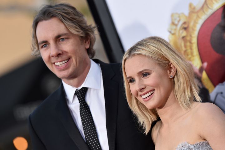 Dax Shepard and Kristen Bell arrive at the premiere of "The Boss" on March 28, 2016, in Westwood, California.