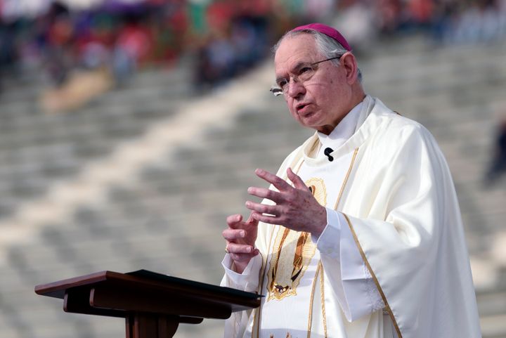 Los Angeles Archbishop, Jos&eacute; Gomez, speaks during a mass in honor of Our Lady of Guadalupe in Los Angeles, California 