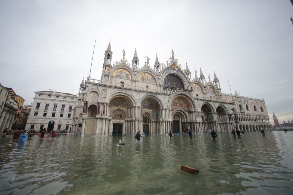 St. Mark square flooded in Venice.