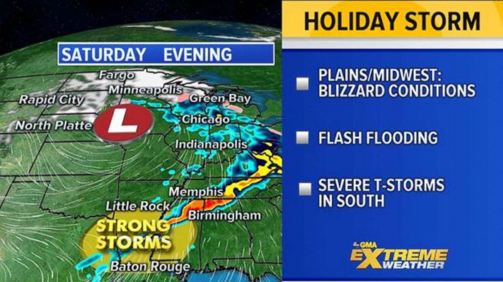 PHOTO: The storm is forecast to move into the Central U.S. by Saturday, with severe weather stretching from the Northern Plains to the Gulf Coast.
