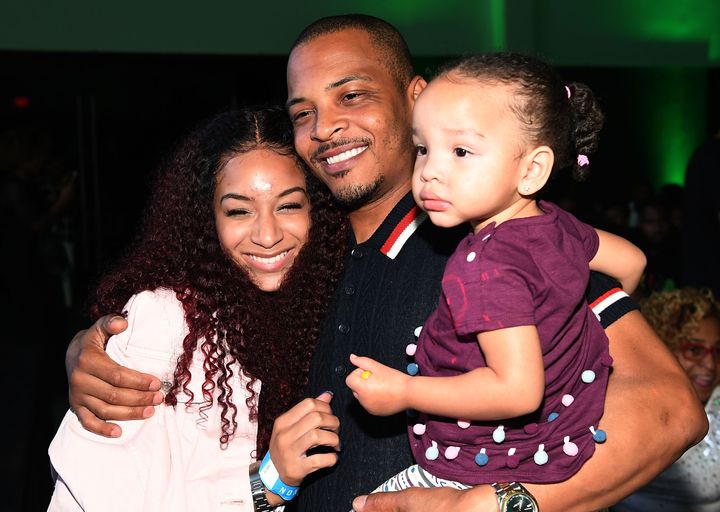 T.I. with his daughters Deyjah Harris (left) and Heiress Diana Harris (right) on July 19, 2018, in Atlanta, Georgia.