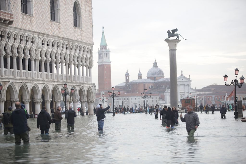 A view of St. Mark square the day after the flooding in Venice