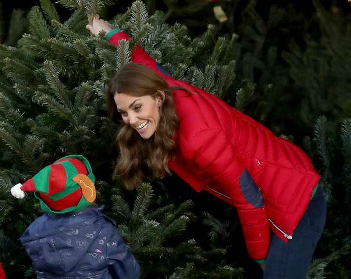 Kate spent time helping the children pick out Christmas trees.&nbsp;