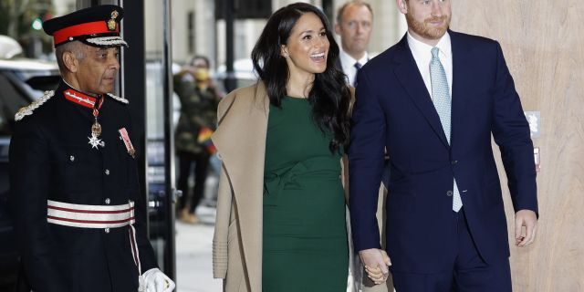 Britain's Prince Harry and Meghan, the Duke and Duchess of Sussex arrive to attend the WellChild Awards Ceremony in London, Tuesday, Oct. 15, 2019. (AP Photo/Kirsty Wigglesworth)
