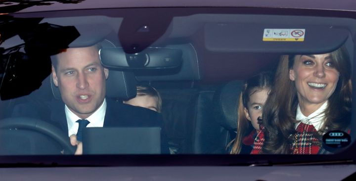 William, Louis, Charlotte and Kate attend a Christmas lunch for members of the royal family hosted by the queen at Buckingham