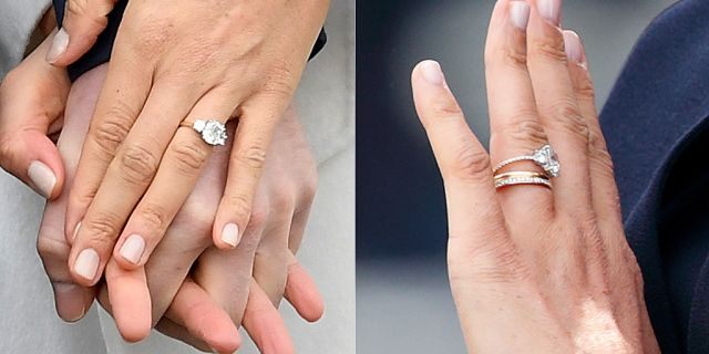 Meghan Markle's ring before and after.