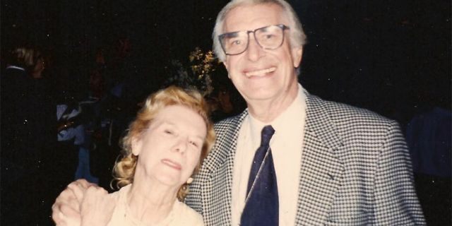 Kathy Wood with Martin Landau.