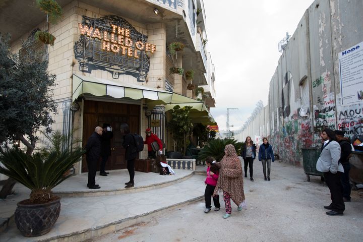 The Walled Off Hotel, located&nbsp;alongside the Israeli West Bank barrier.