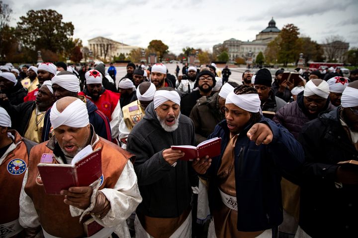Members of the Black Hebrew Israelites demonstrate outside the U.S. Capitol in Washington, U.S., November 13, 2018.