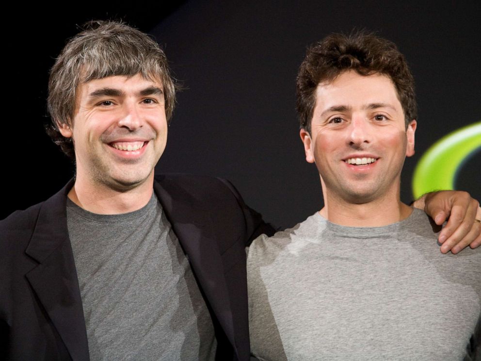 PHOTO: Larry Page and Sergey Brin, the co-founders of Google, appear at a press event in 2008.