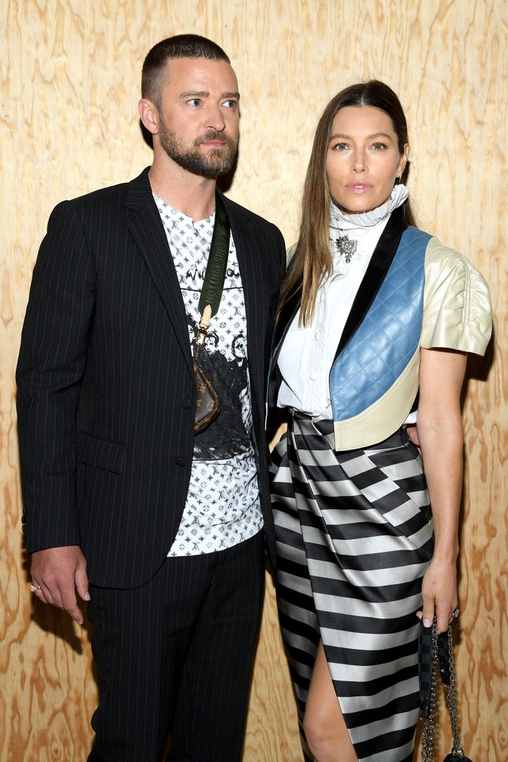 Justin Timberlake and Jessica Biel attend a fashion show in France in October.