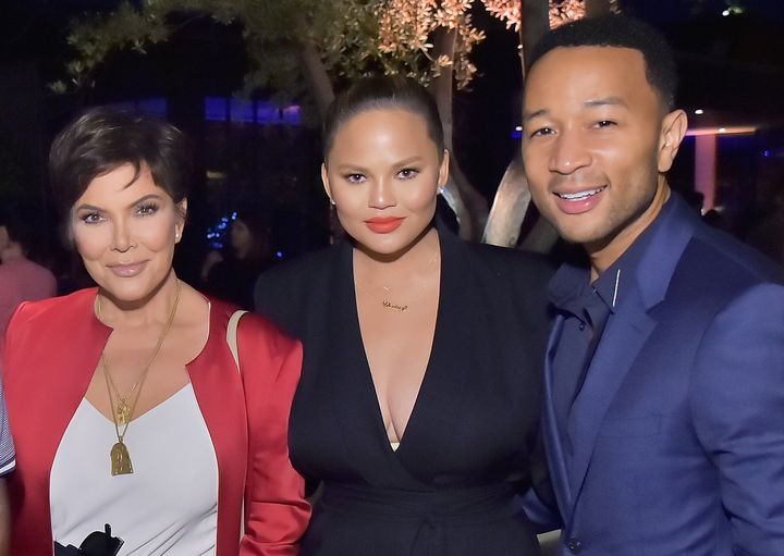 Kris Jenner, Chrissy Teigen and John Legend pictured together in 2018.&nbsp;