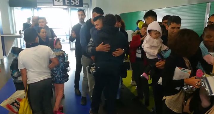 Thirty-three migrants are greeted by Catholic volunteers at Rome's&nbsp;Fiumicino Airport on Wednesday, Dec. 4, 2019.