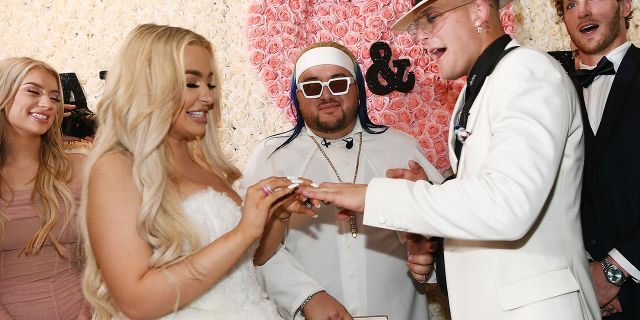 Tana Mongeau and Jake Paul get married at Graffiti House on July 28, 2019 in Las Vegas, Nevada.