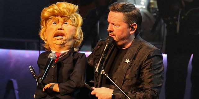 Comic ventriloquist and impressionist Terry Fator performs with his President Trump puppet at The Mirage Hotel &amp; Casino on March 12, 2018 in Las Vegas. (Getty Images)
