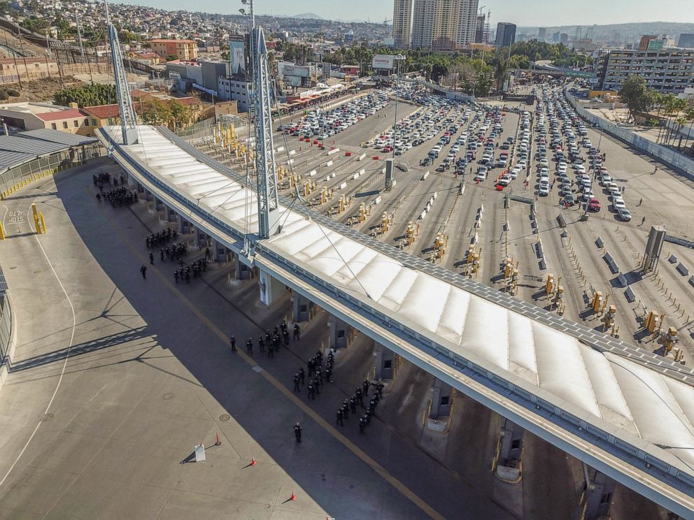 PHOTO: U.S. Customs and Border Protection personnel along with DOD personnel secure the San Ysidro Port of Entry at the border of California and Mexico, Nov. 25, 2018.