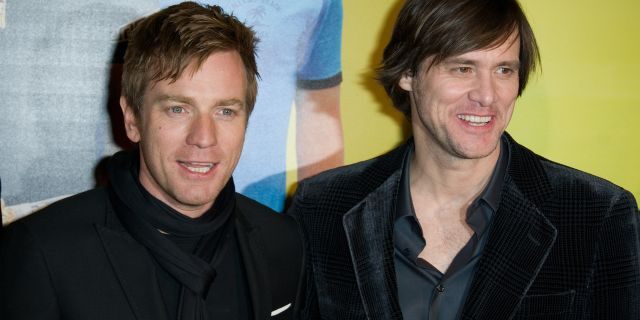 Actors Ewan McGregor (L) and Jim Carrey (R) attend the Premiere of 'I Love You Philip Morris' film at Cinematheque Francaise on February 1, 2010 in Paris, France. 