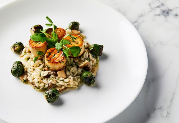 The mushroom scallops and wild mushroom risotto slated to be served as the main course for the all-vegan 77th Golden Globes o
