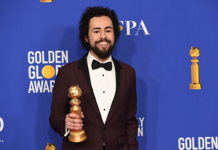 Ramy Youssef with the award for Best Performance by an Actor in a Television Series &mdash; Musical or Comedy for "Ramy" at t