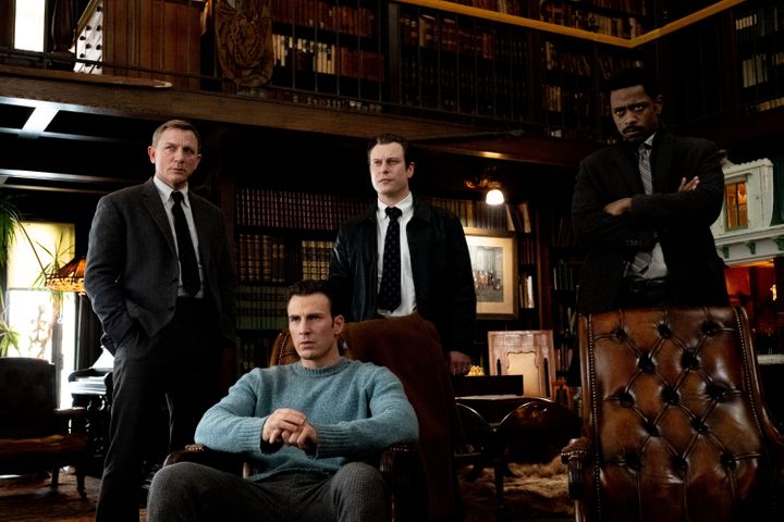 Daniel Craig, Chris Evans, Noah Segan and Lakeith Stanfield in "Knives Out."