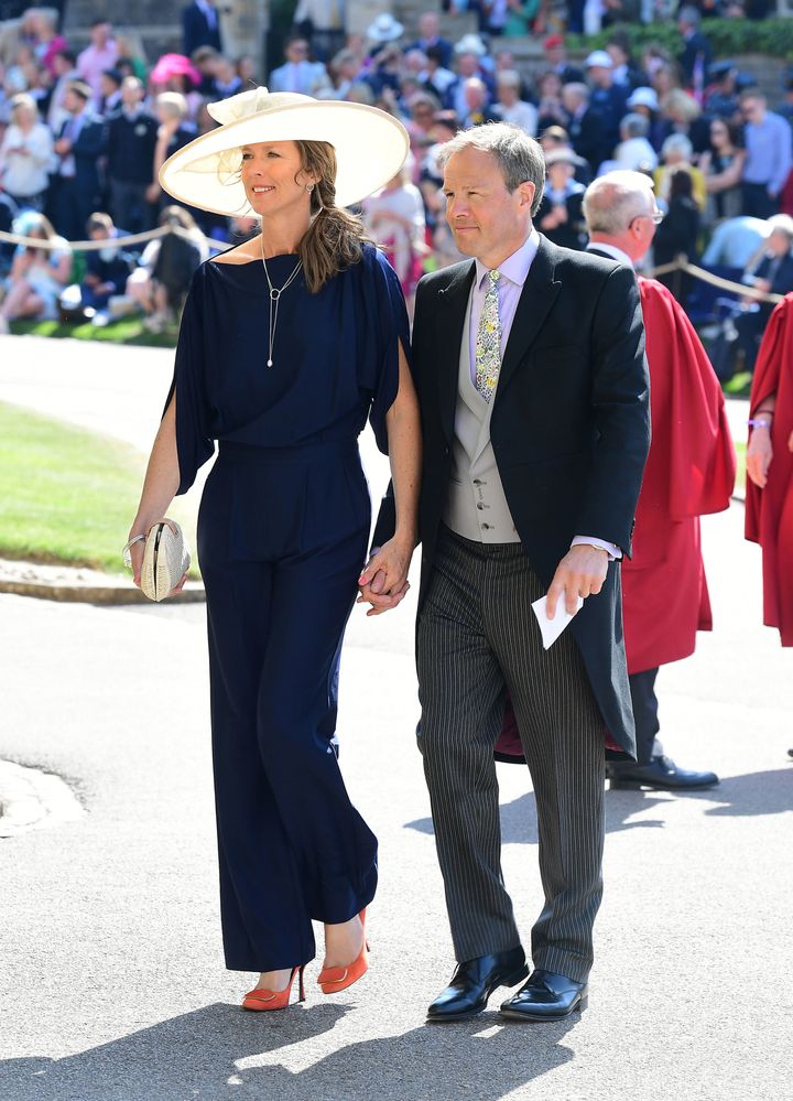 Tom and Claudia Bradby arrive at St George's Chapel at Windsor Castle before the wedding of Prince Harry to Meghan Markle on 