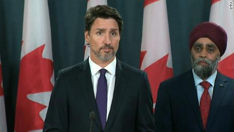 Canadian Prime Minister Justin Trudeau speaks Thursday, January 9, during a news conference in Ottawa about the downed Ukrainian jetliner. At least 63 Canadians were killed.