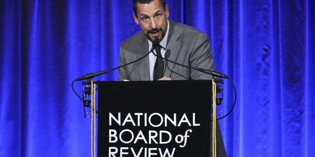 Actor Adam Sandler accepts the best actor award for "Uncut Gems" at the National Board of Review Awards gala at Cipriani 42nd Street on Wednesday, Jan. 8, 2020, in New York.