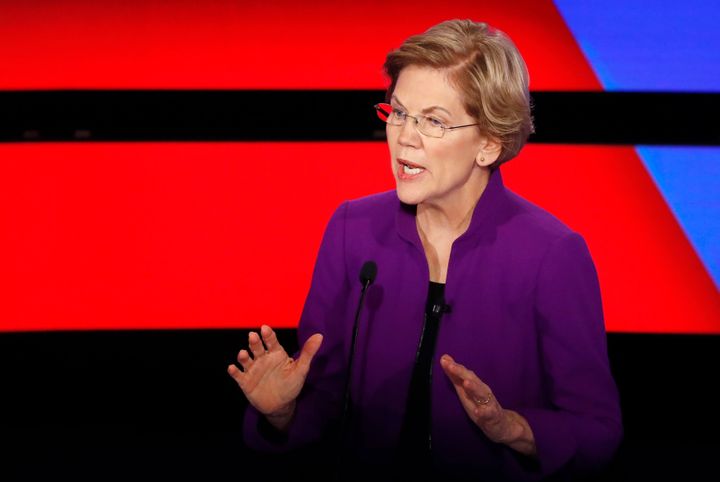 Sen. Elizabeth Warren (D-Mass.), a 2020 presidential contender, at a primary debate.&nbsp;